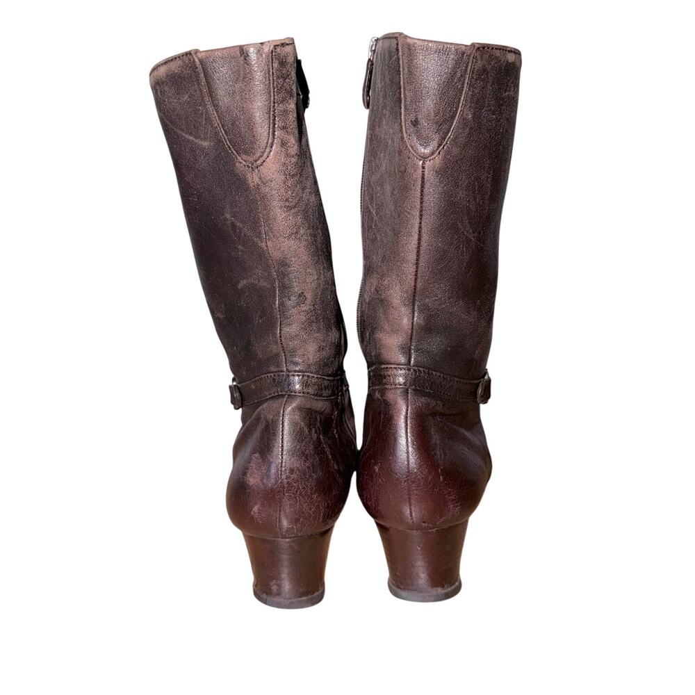 Cole Haan Brown Leather Mid Calf Boots Size 9.5 Western Witchy Heel heritage - Picture 4 of 9